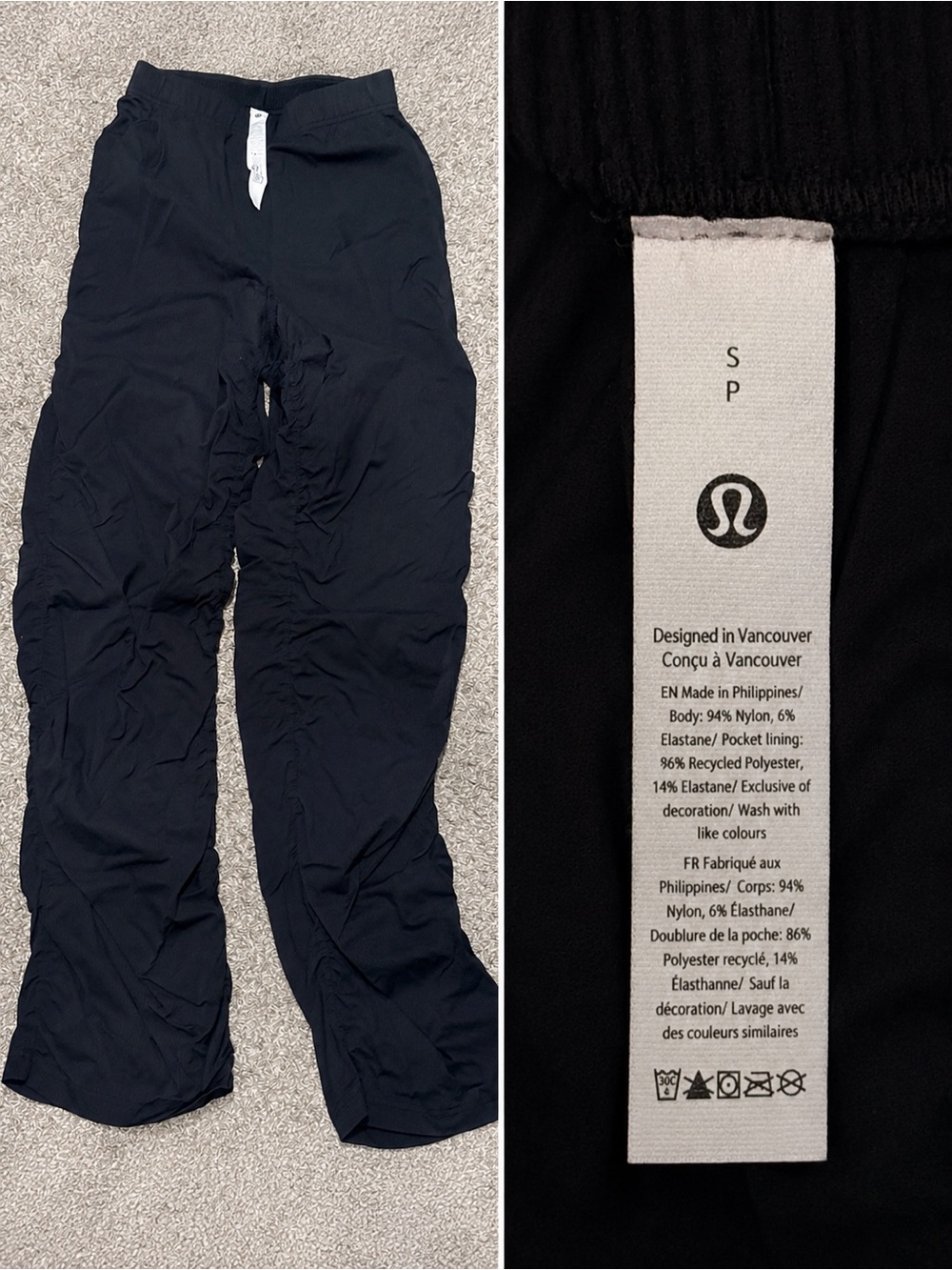 lululemon athletica Black Lightweight Run/Training Pants